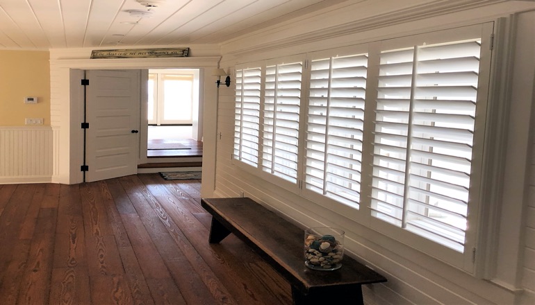 Faux wood plantation shutters in San Antonio